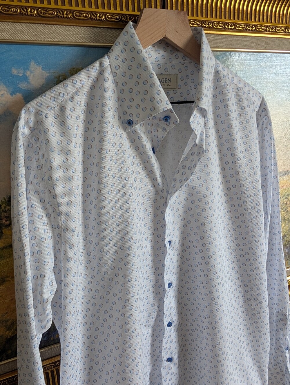 Hagen Carmel, CA White Shirt with Circle Print